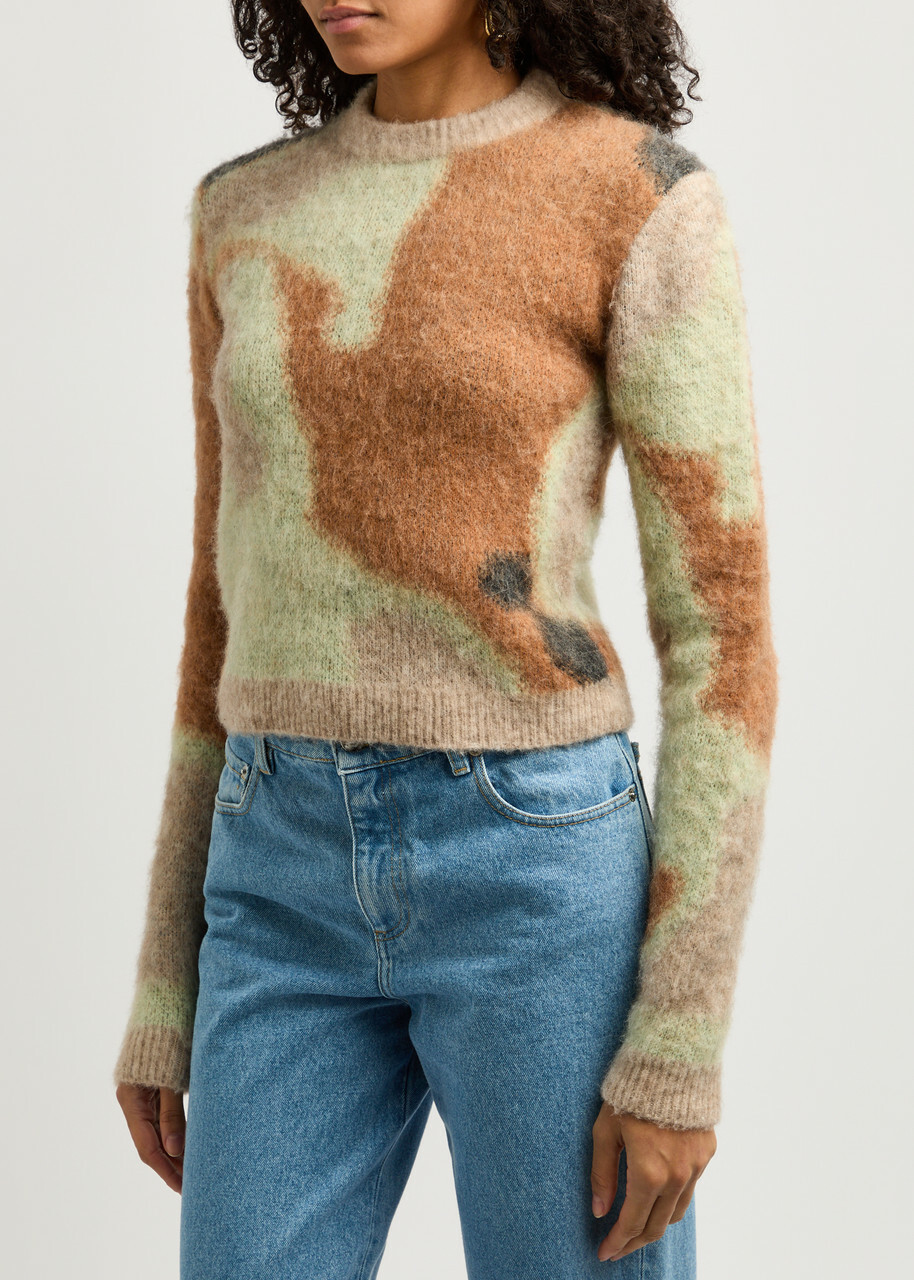 Nanushka Fanni Patterned Brushed-knit Jumper Multicoloured