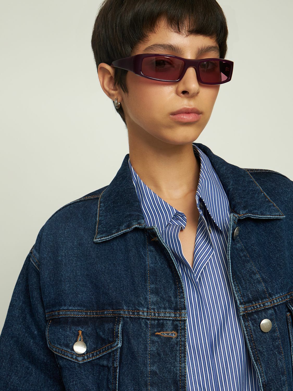 CHIMI Jet Plum Squared Acetate Sunglasses Chimi Eyewear display picture 1
