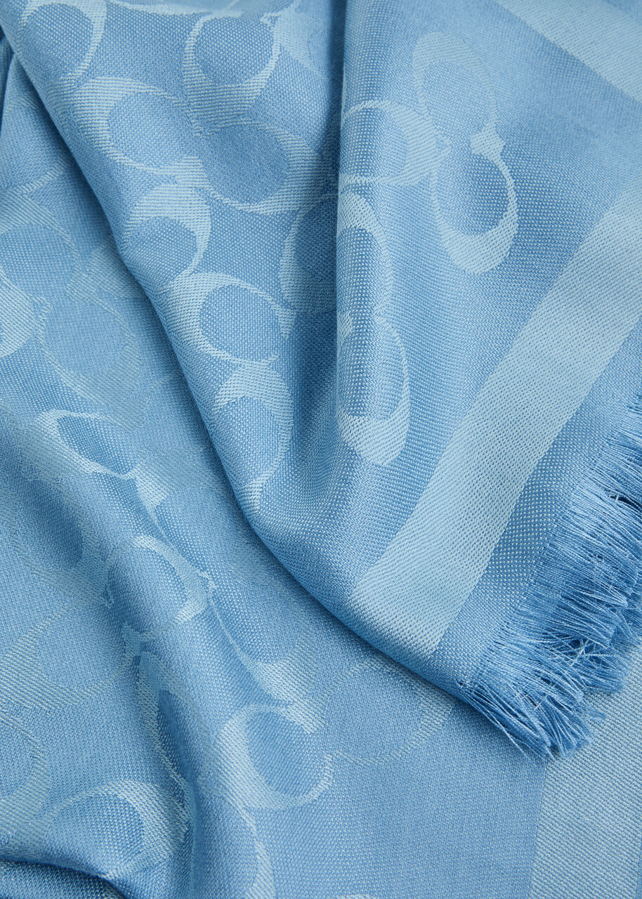 Coach Signature C Logo-jacquard Scarf - Blue - One Size