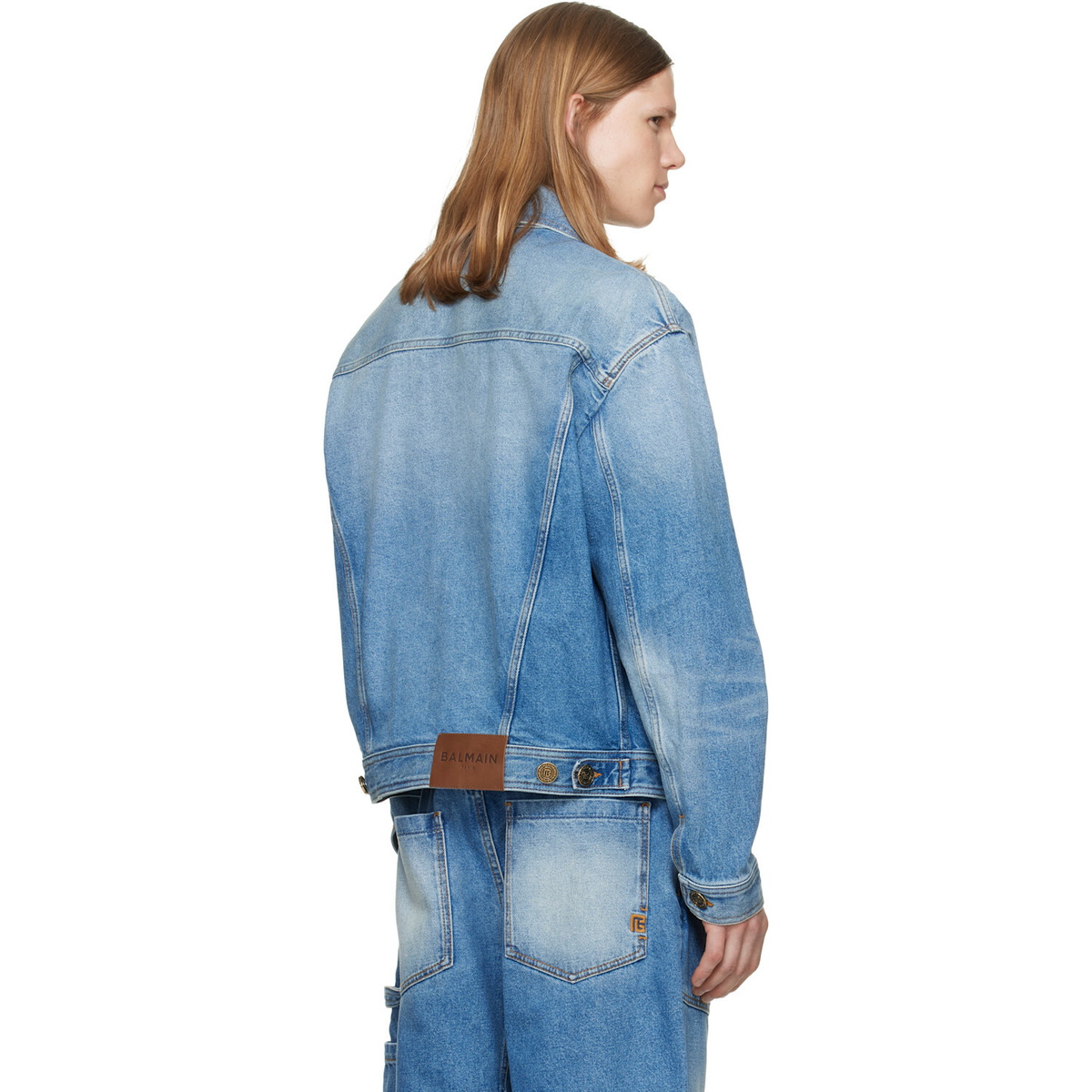 BALMAIN Blue Faded Denim Jacket