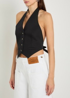A.W.A.K.E Mode Halterneck Tie-back Woven Vest Black