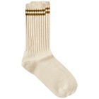 Anonymous Ism 2 Line Pique Rib Crew Sock in Mustard