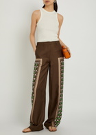Tory Burch Printed Straight-leg Silk Trousers Brown