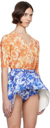 Bally Orange Rosengarten Print Cardigan