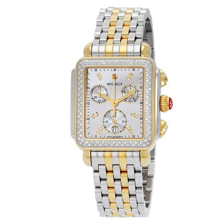 Photo: Michele Deco Chronograph Quartz Diamond Silver Dial Ladies Watch MWW06A000805