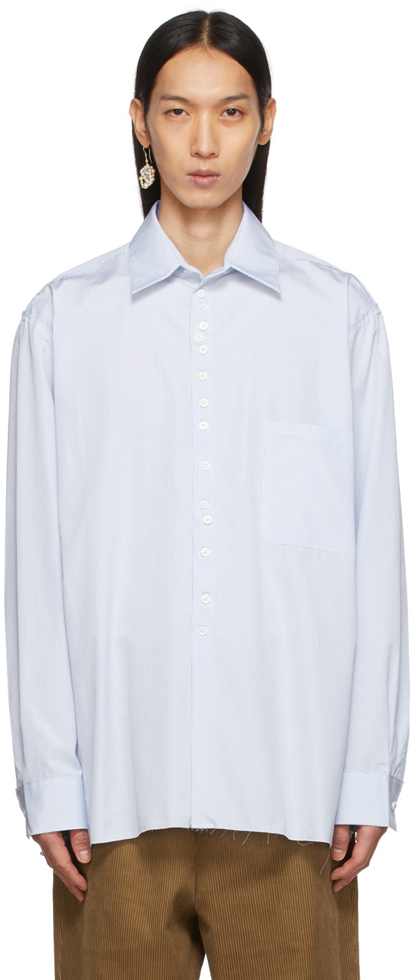 Camiel Fortgens White & Blue Check Raw Shirt Camiel Fortgens