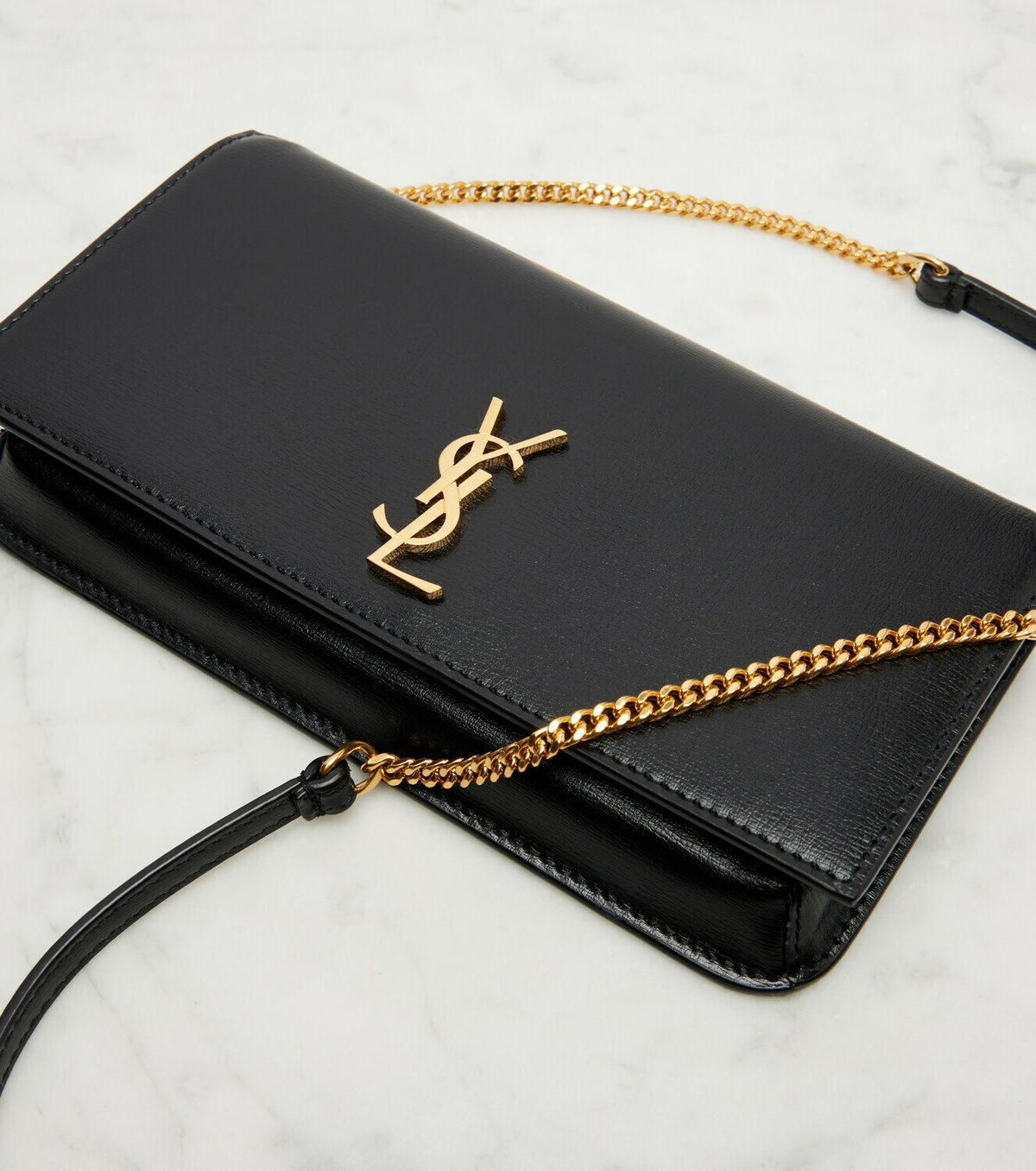 Saint Laurent Cassandre leather phone pouch