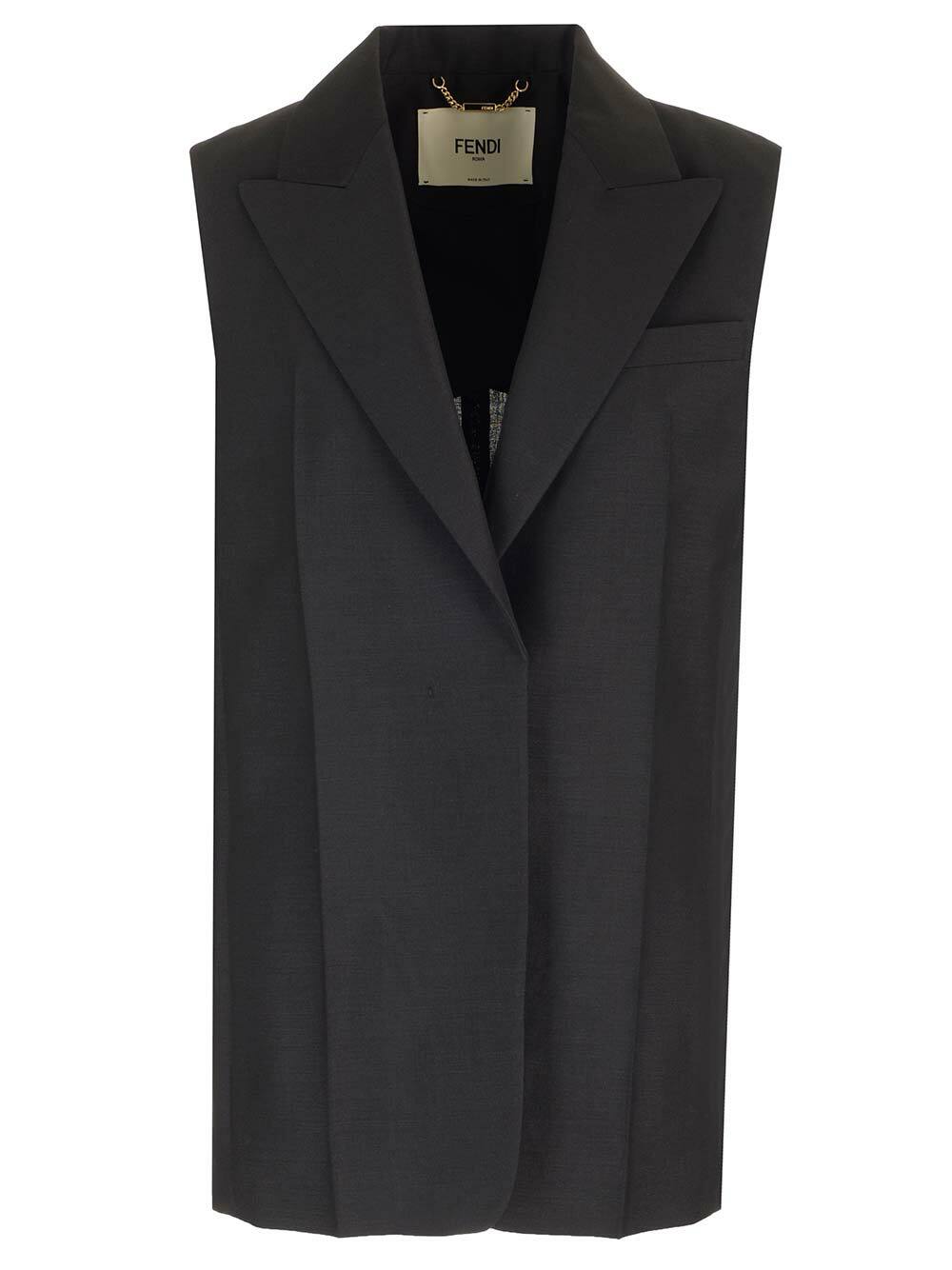 FENDI satin crepe ff blazer Black Fendi
