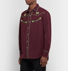 Needles - Logo-Embroidered Piped Twill Shirt - Burgundy
