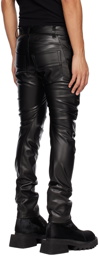 Julius Black Indirect Faux-Leather Cargo Pants