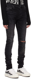 AMIRI Black Crystal Shotgun Jeans