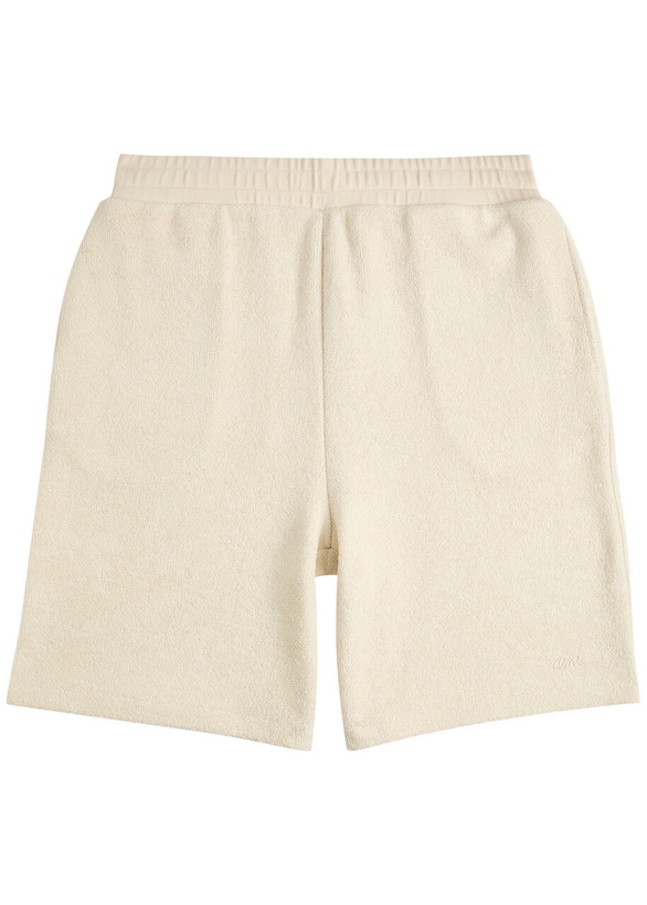 Photo: Ami Paris Logo-embroidered Towelling Cotton-blend Shorts Ivory
