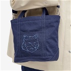 Maison Kitsuné Women's Fox Head Small Tote Bag in Ink Blue