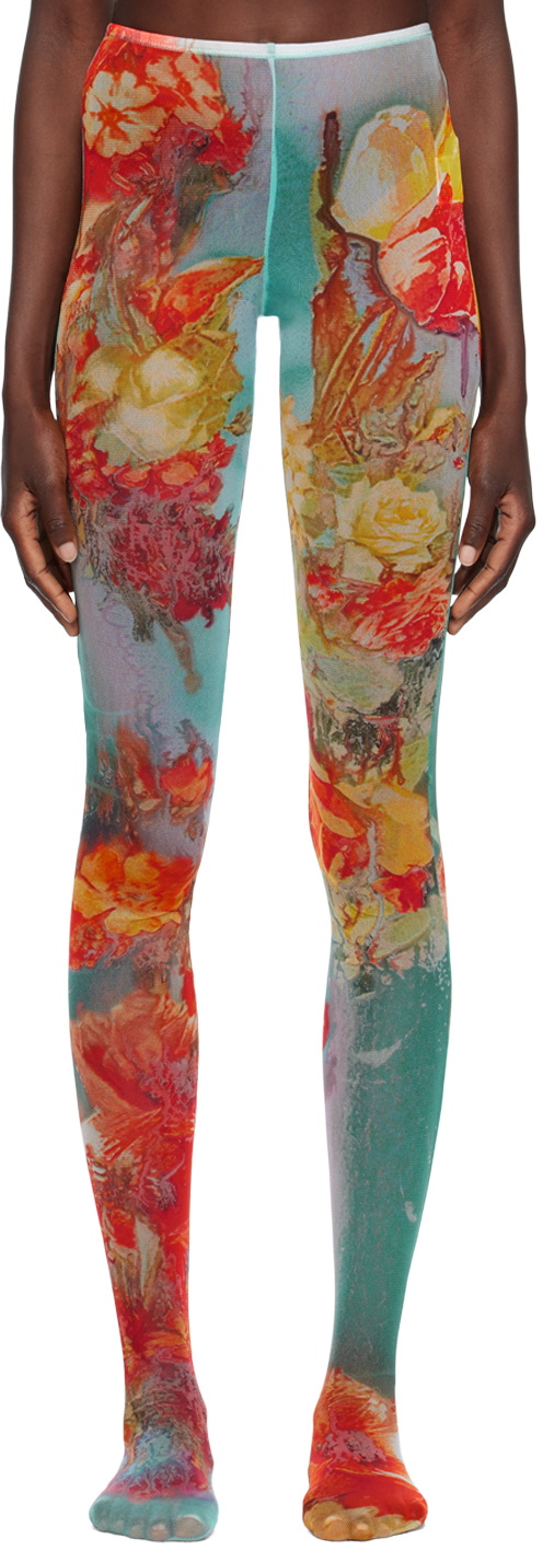 Jean Paul Gaultier Blue & Yellow 'The Body Flower' Tights