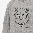 Maharishi Men's Warhol Tiger Embroidered Crew Sweat in Grey Marl