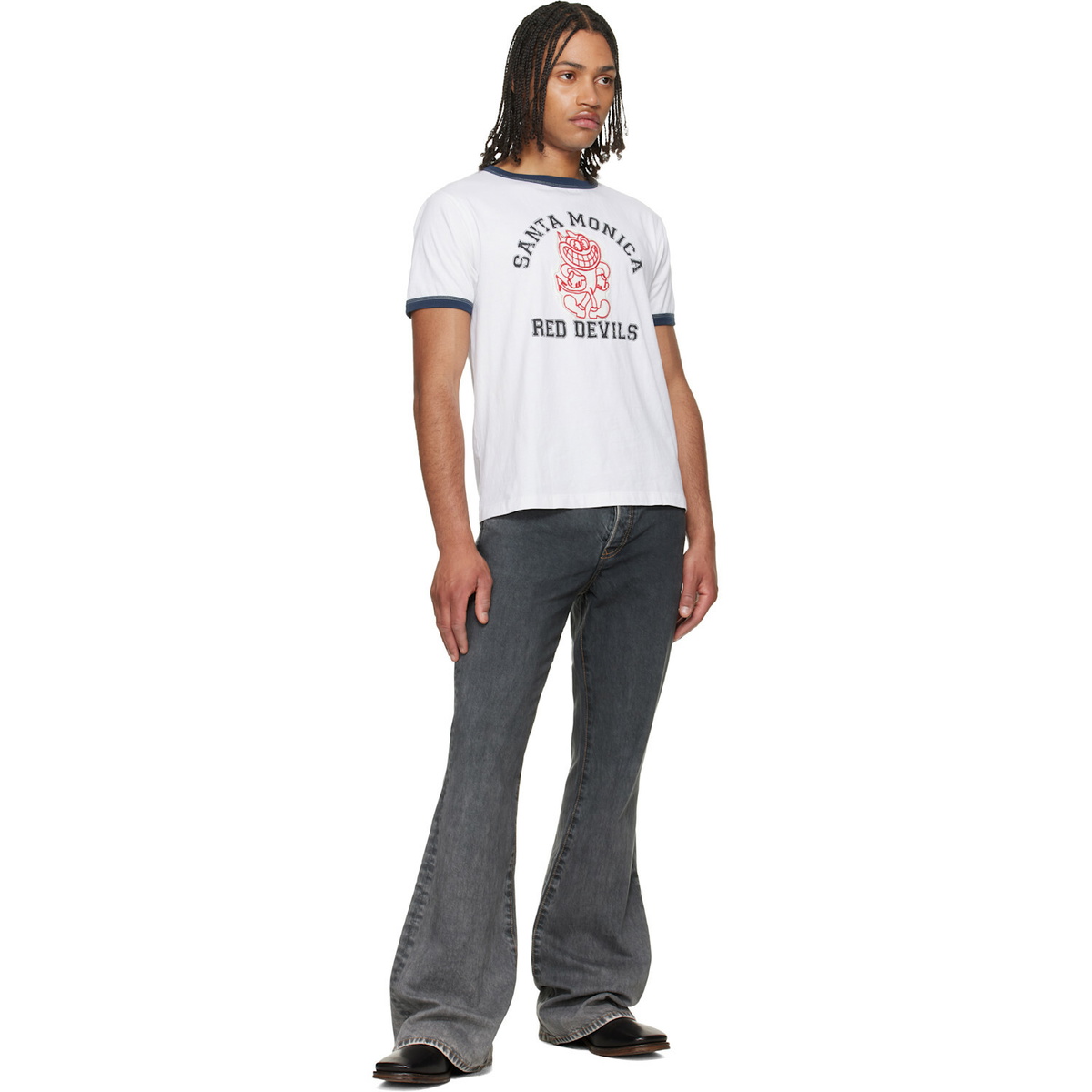 COÛT DE LA LIBERTÉ Black Jimmy Ecru Twill Flare Jeans