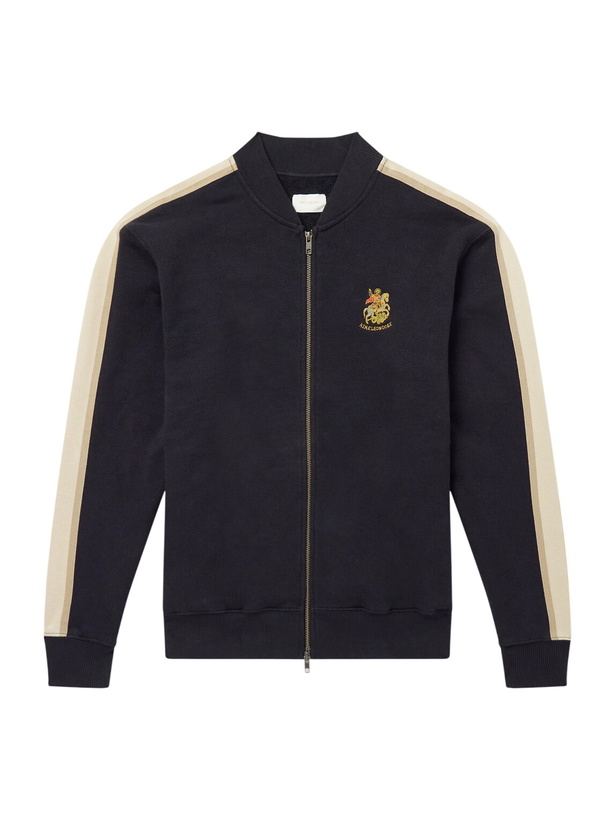Photo: Aimé Leon Dore - Saint George Logo-Embroidered Striped Cotton Track Jacket - Black