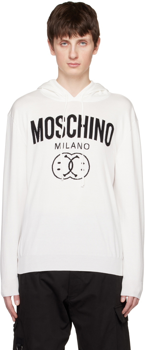 Moschino White Double Smiley Hoodie Moschino