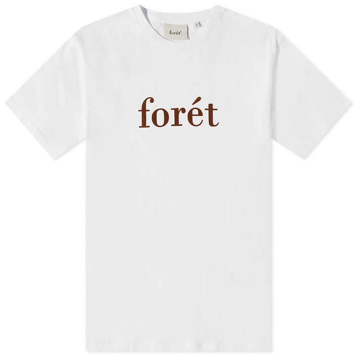 Photo: Foret Men's Resin Logo T-Shirt in White/Brown