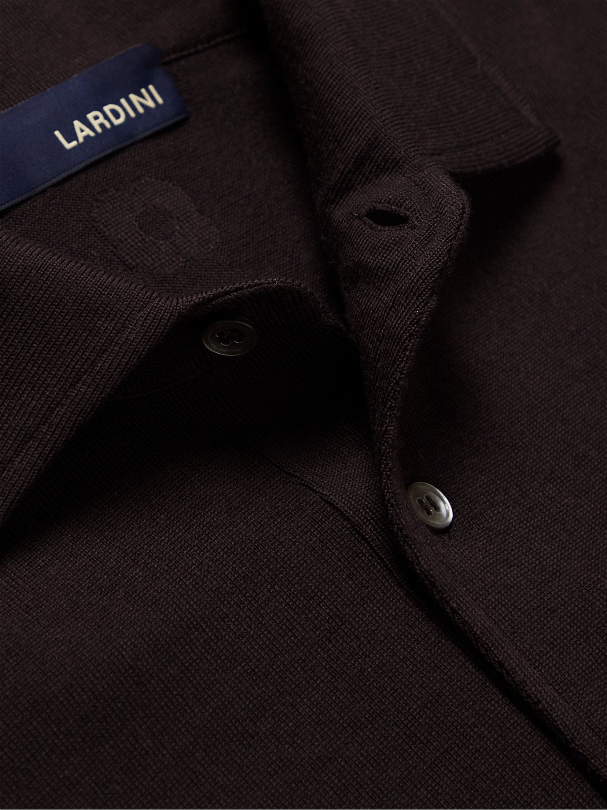 LARDINI - Knitted Wool Polo Shirt - Purple Lardini
