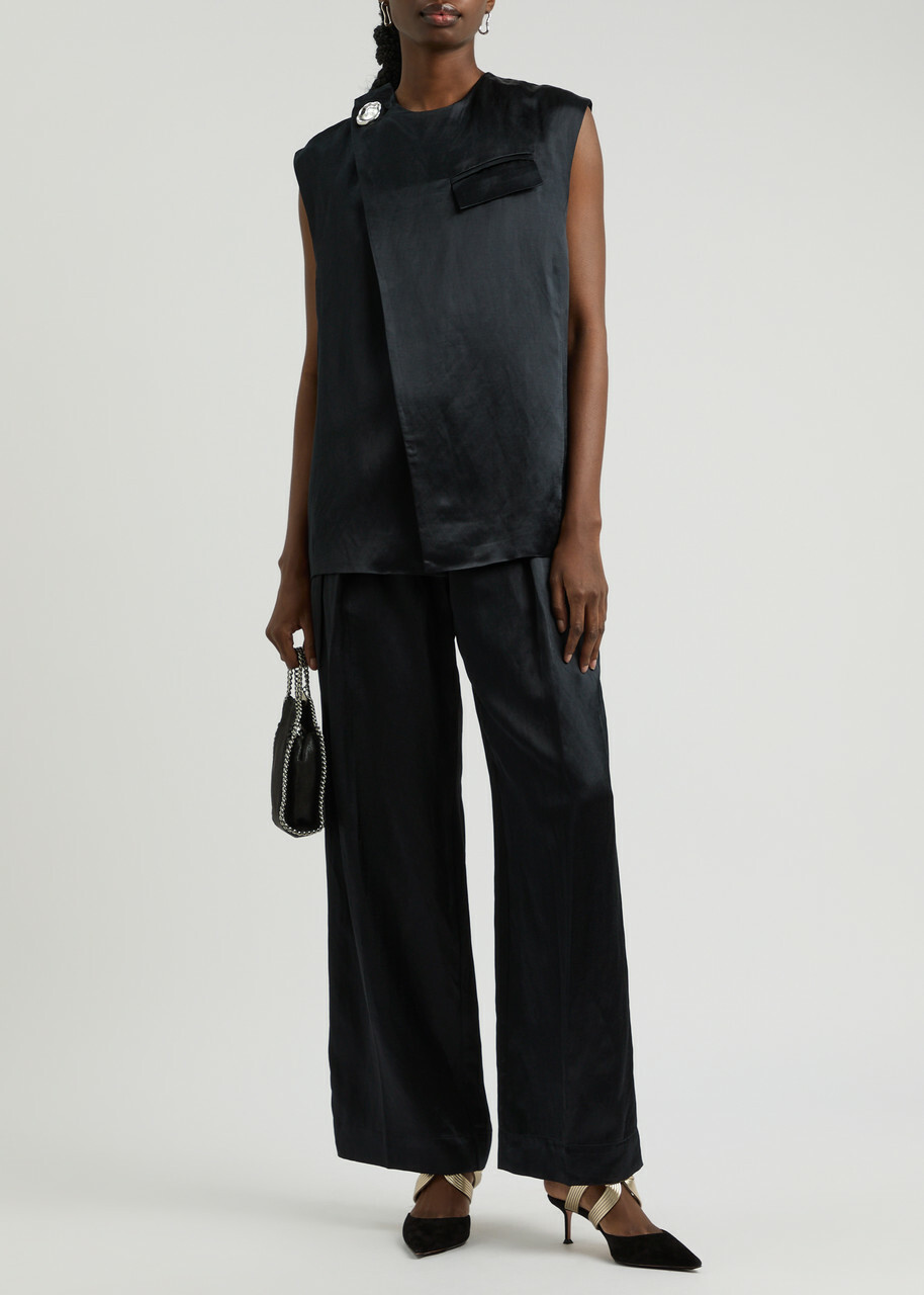 Day Birger ET Mikkelsen Enzo Tapered-leg Satin Trousers Black