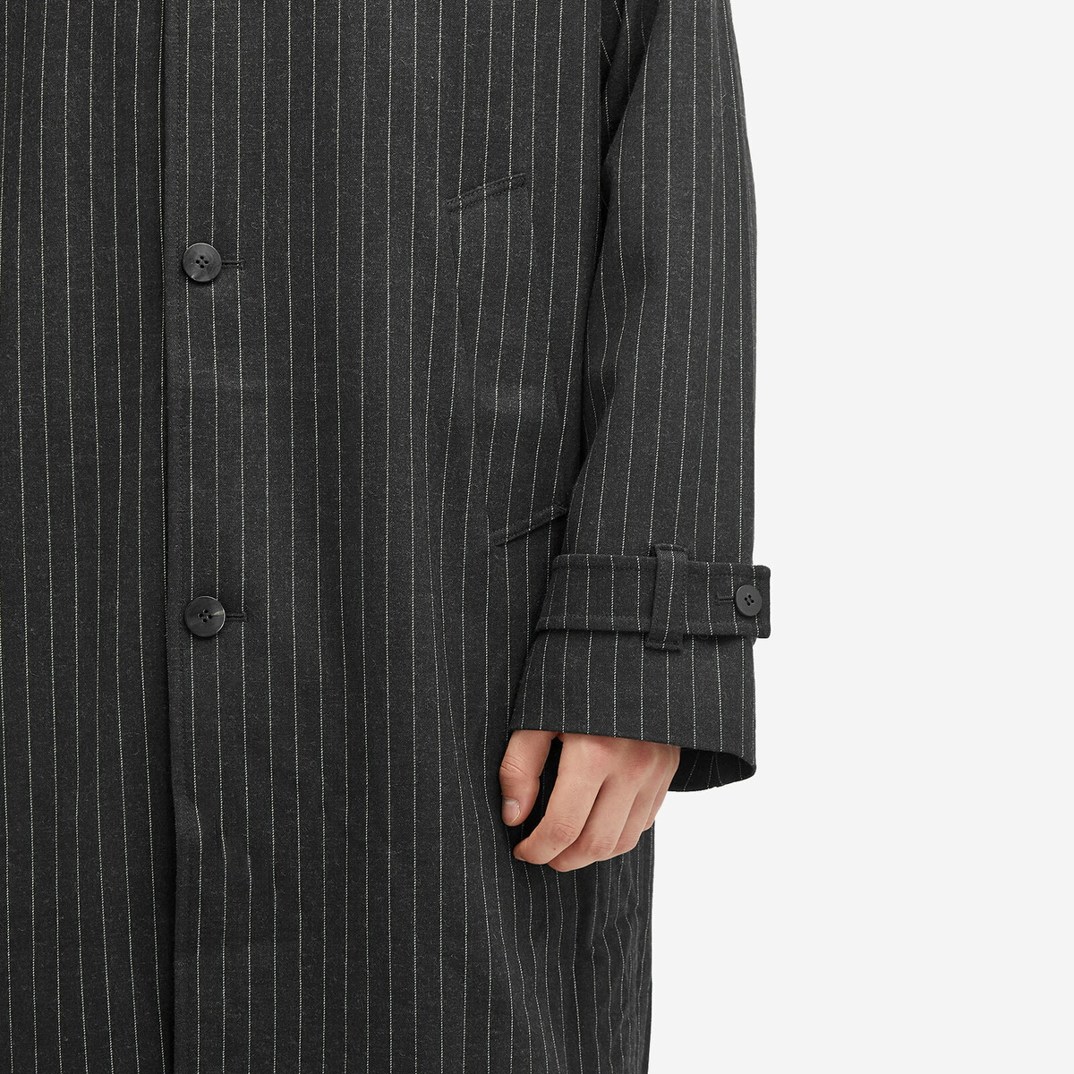 Merely Made Men's Premium Pinstripe Gurkha Coat in Raven Grey