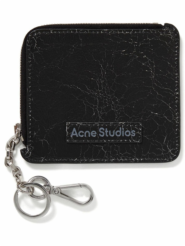 Photo: Acne Studios - Logo-Print Cracked-Leather Zip-Around Wallet