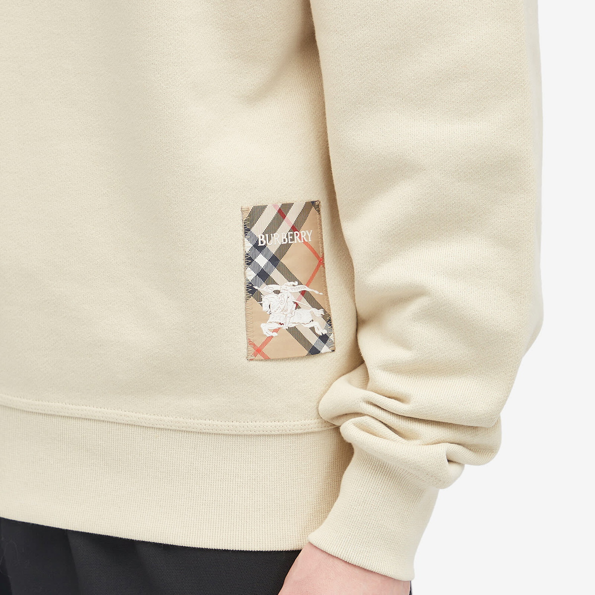 スウェット・トレーナー Burberry Crew neck sweatshirt with Check detail Check Label Cotton Sweatshirt in Black - Men | Burberry