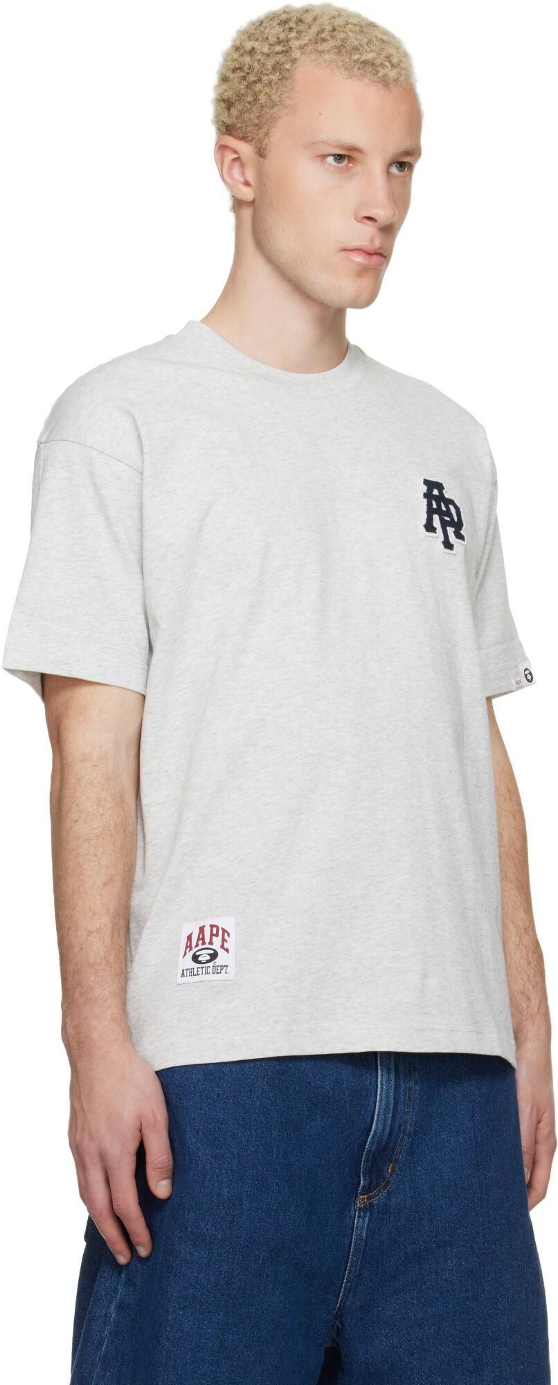 AAPE by A Bathing Ape Gray Logo Patch T-shirt