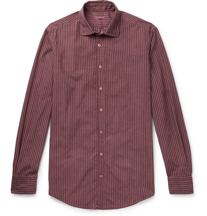 Photo: Massimo Alba - Slim-Fit Striped Watercolour-Dyed Cotton Shirt - Men - Claret