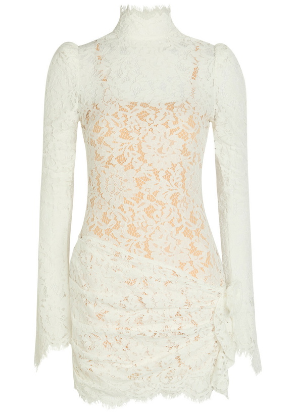 Photo: DE LA Vali Bodita Appliquéd Guipure Lace Mini Dress White