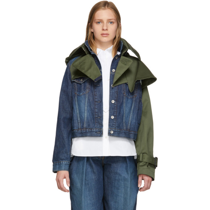 Sacai Blue and Khaki Denim and Twill Hybrid Jacket Sacai