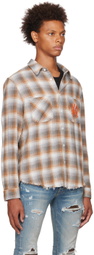 AMIRI Orange & Gray Stencil Plaid Shirt