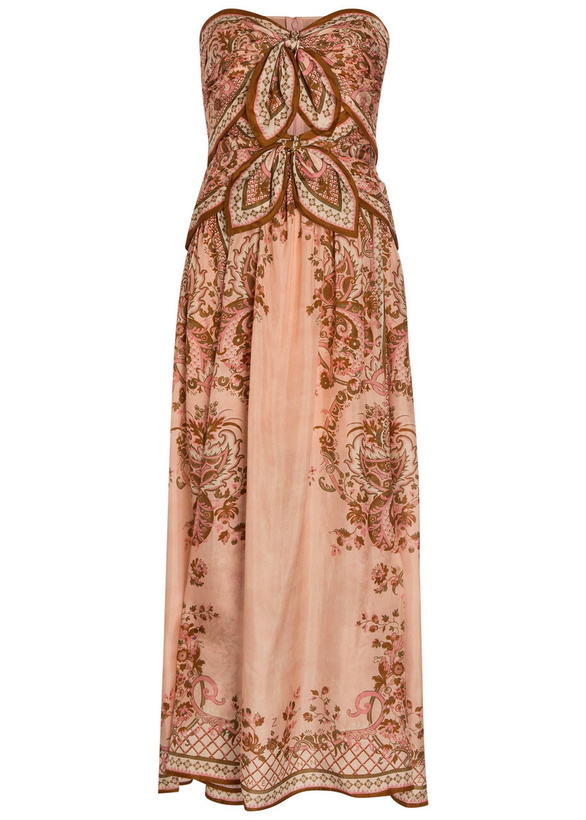 Photo: Zimmermann Aster Scarf Printed Cut-out Silk Midi Dress Pink