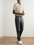 Theory - Slim-Fit Cable-Knit Cotton-Blend Polo Shirt - Neutrals