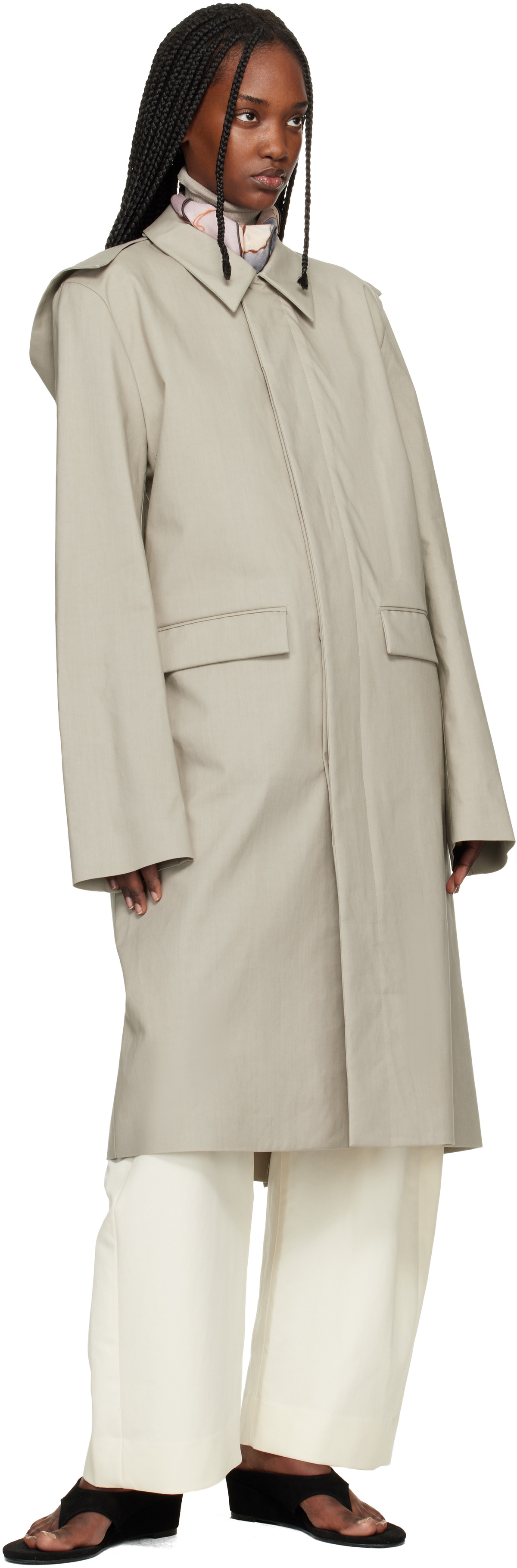 Rier Green Cotton Bonded Coat