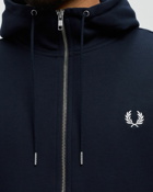 Fred Perry Hooded Zip Through Sweatshirt Blue - Mens - Hoodies|Zippers