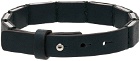Salvatore Ferragamo Black Leather Bracelet