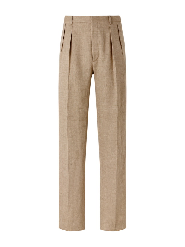 Photo: Ralph Lauren Purple label - Straight-Leg Pleated Linen, Cotton and Silk-Blend Suit Trousers - Neutrals