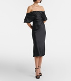 McQueen Draped off-shoulder satin midi dress