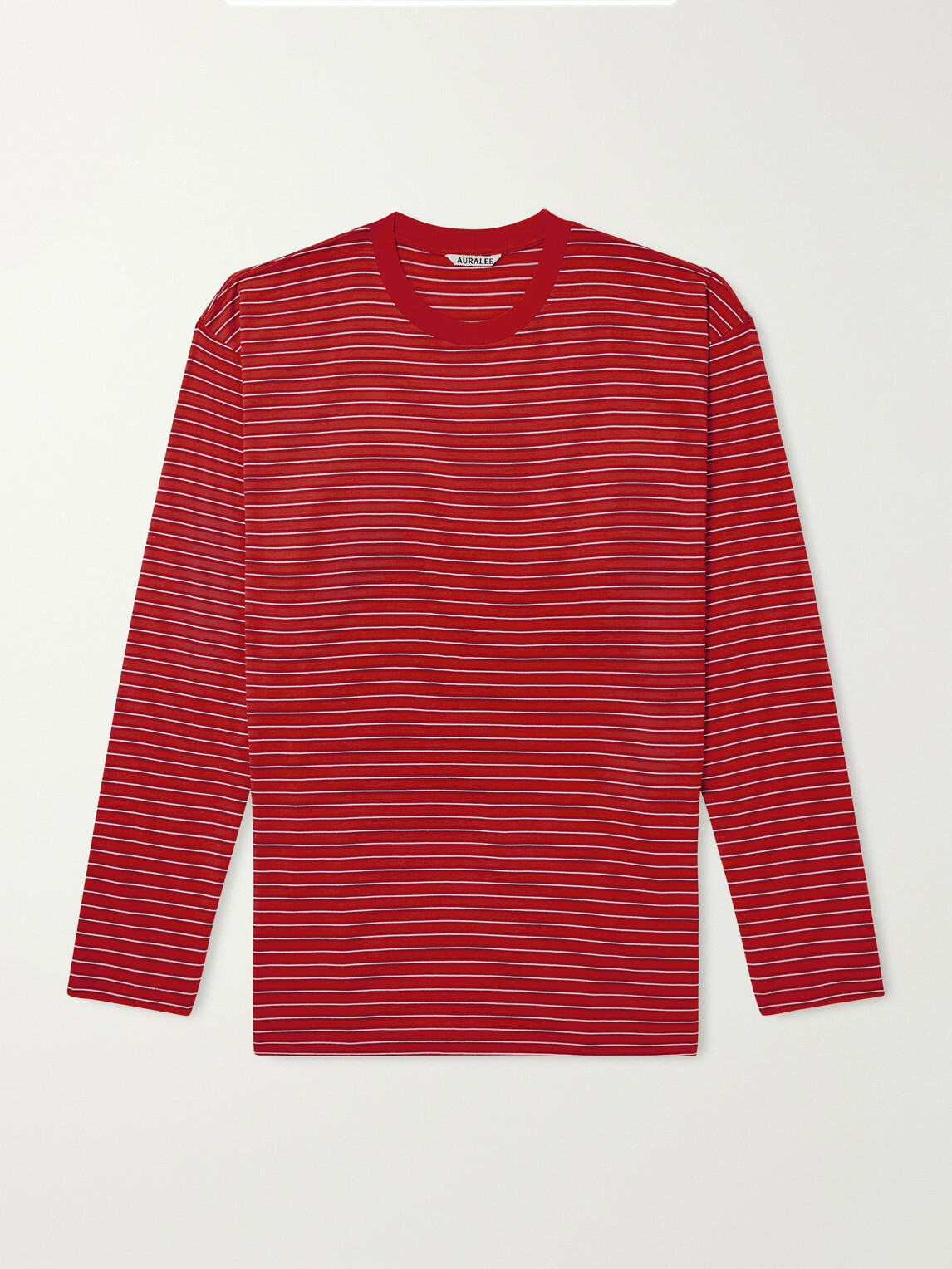 Auralee - Striped Wool-Jersey T-Shirt - Red