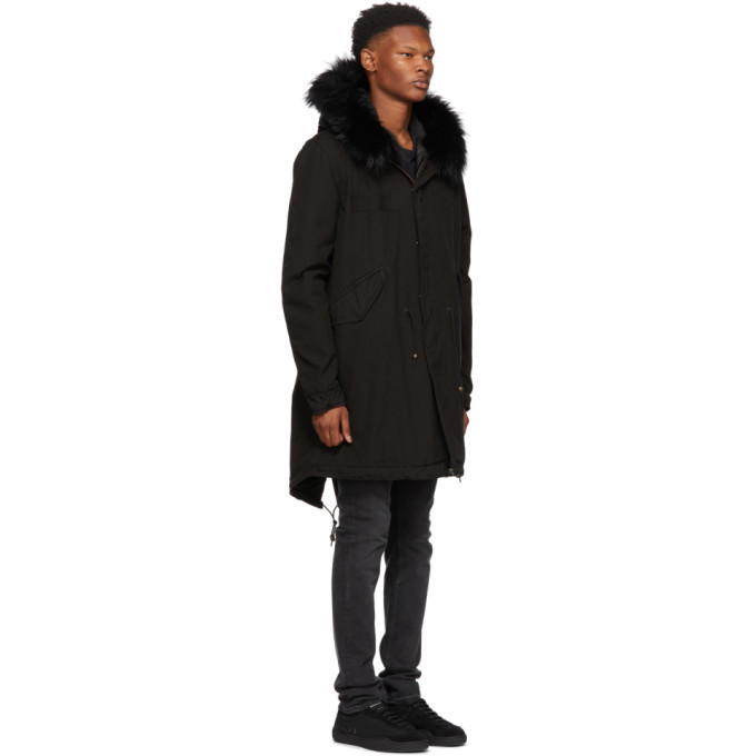 Mr and Mrs Italy Black Fur Long Quilt Parka