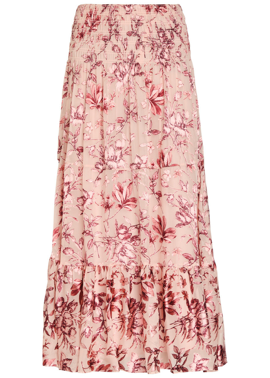 Alice + Olivia Stevie Devoré Chiffon Maxi Skirt Pink