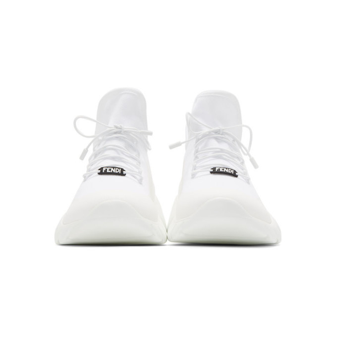 Fendi White High-Top Logo Sneakers with Black FF Heel Fendi Vitello Nylon Logo Mens High Top Sneakers 7 Ultra  main image 4