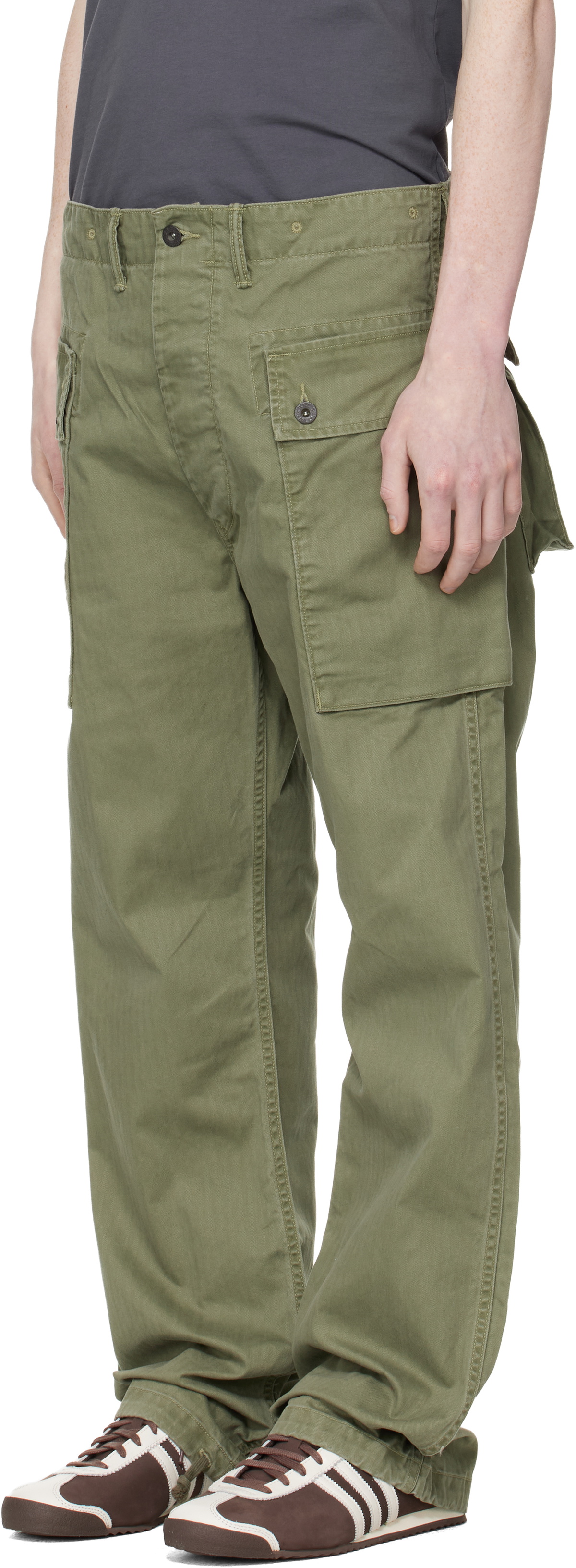 RRL Green Herringbone Field Cargo Pants