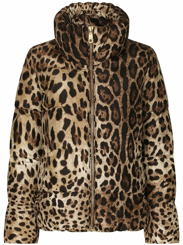 Photo: DOLCE & GABBANA - Leopard Print Nylon Down Jacket