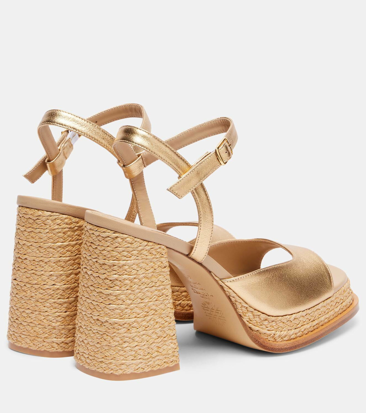 Souliers Martinez Gracia metallic leather platform sandals