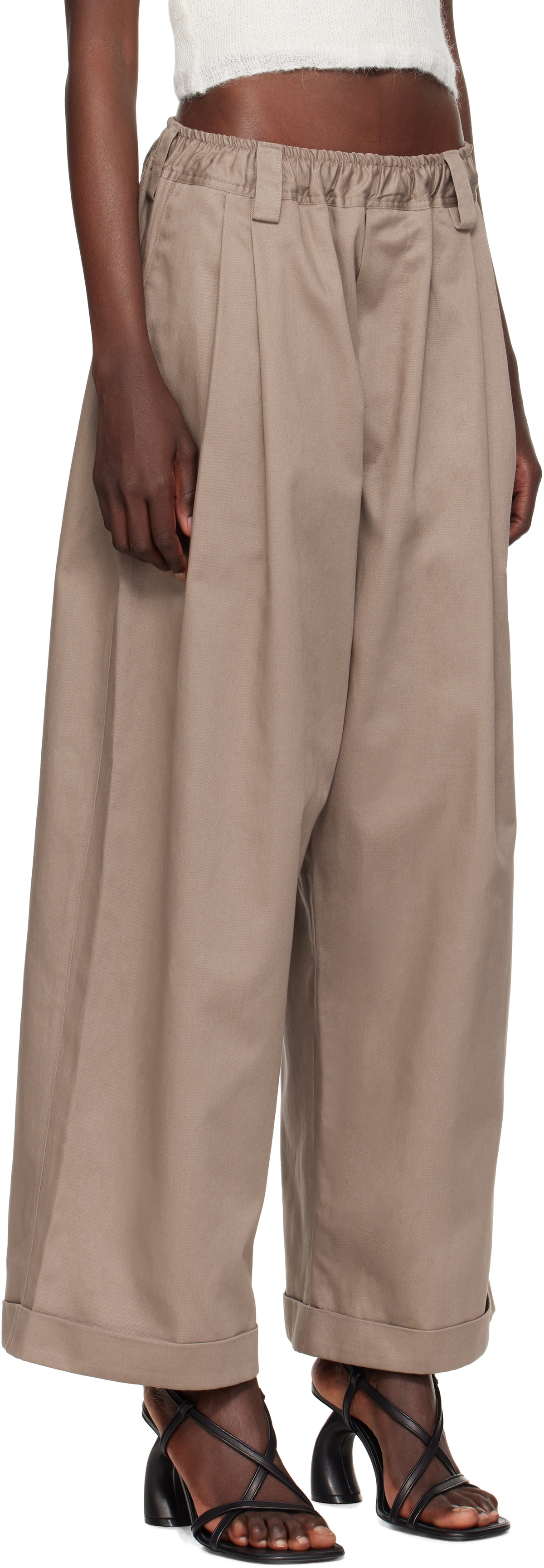 Meryll Rogge Gray Light Cotton Gabardine Drawstring Trousers