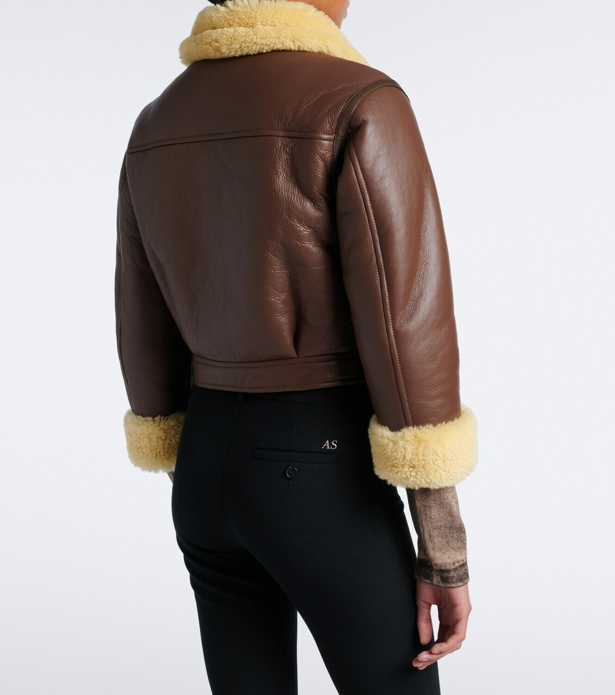 Acne Studios Shearling-trimmed leather biker jacket