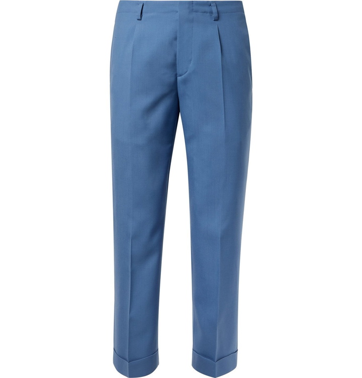 Photo: Givenchy - Cropped Pleated Wool Suit Trousers - Blue